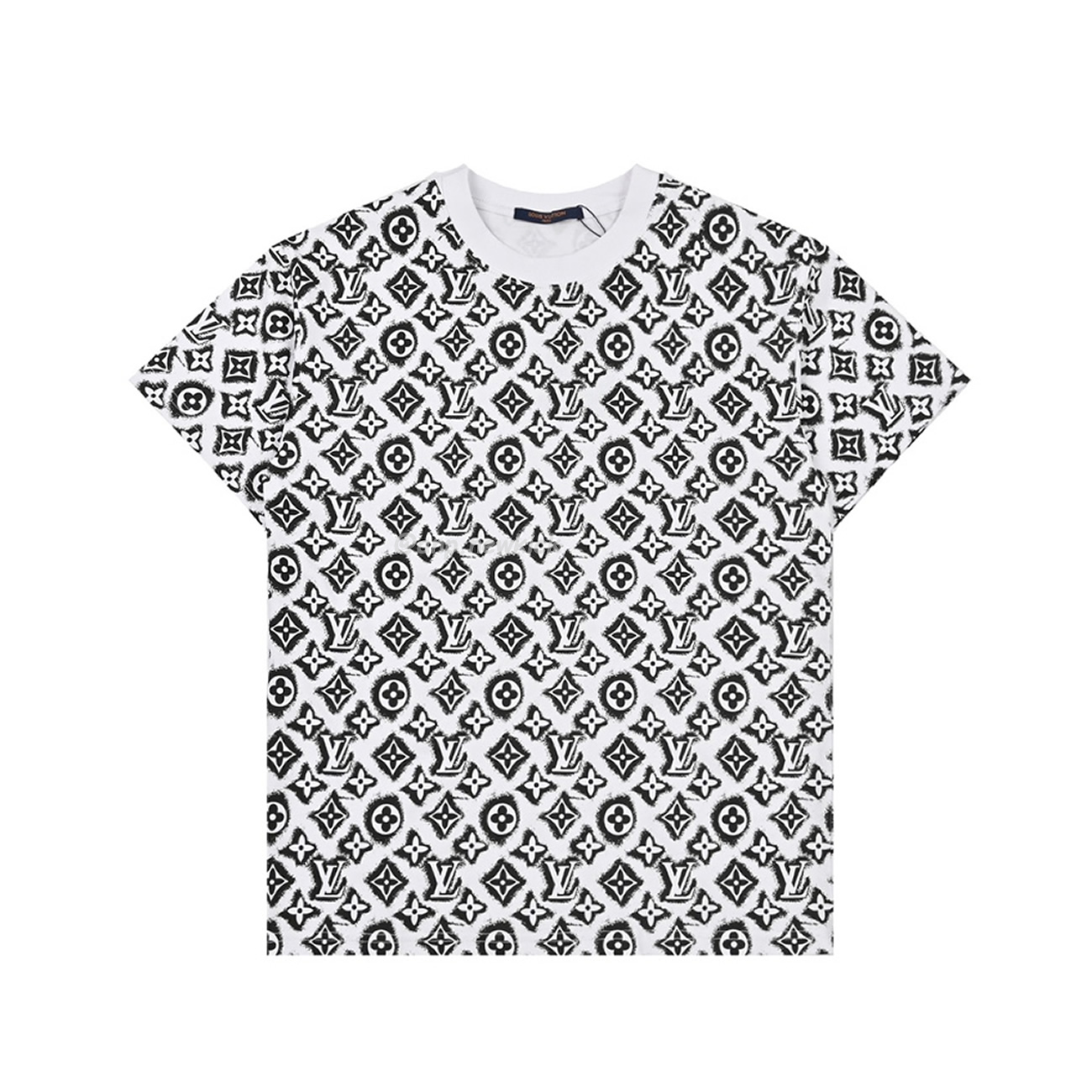 Louis Vuitton Full Print Presbyopia Logo Round Neck Short Sleeved T Shirt (1) - www.newkick.vip